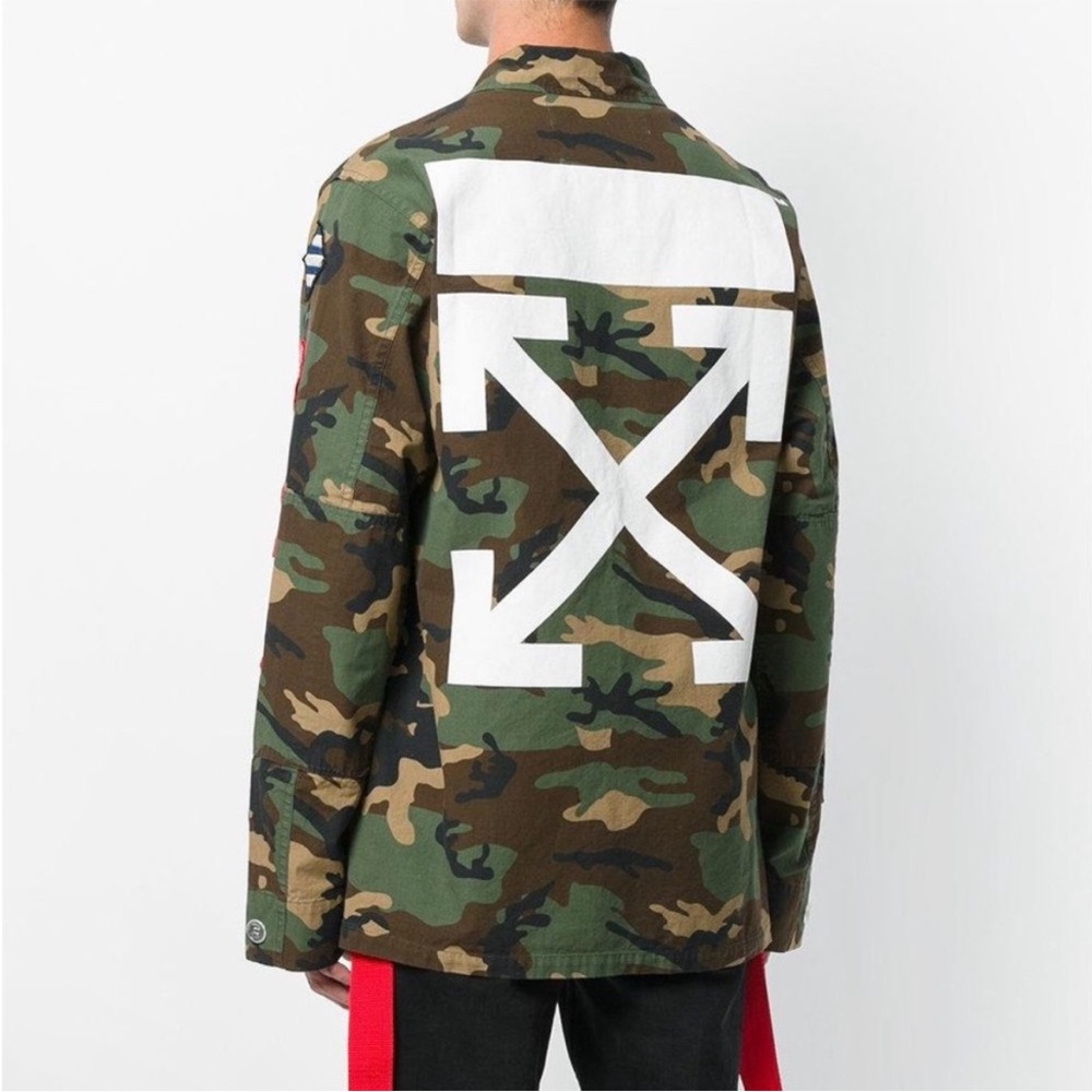 Virgil Abloh Off-White Green and White Military Field Army Jacket Camo Print - Picture 2 of 11